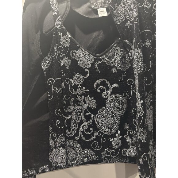 Alex Evenings Petite Women's Sz.PM 2 PC Set Petite Vintage Blazer Jacket Top - Picture 2 of 9